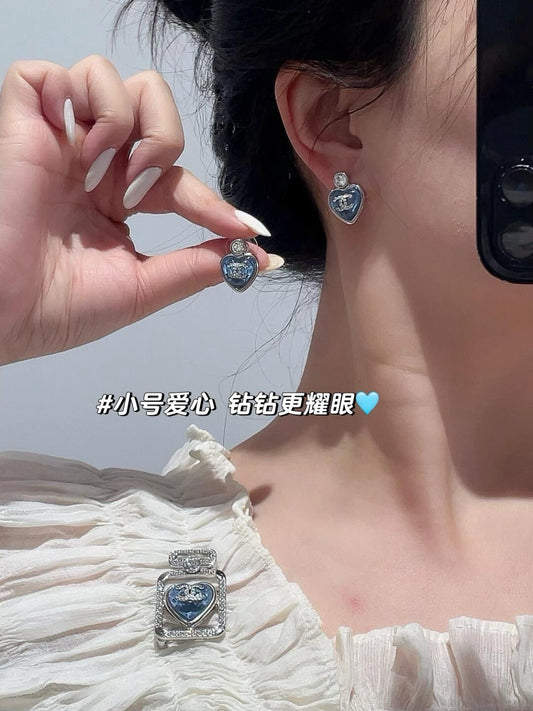 小香家-25P愛心耳環-藍色/粉色