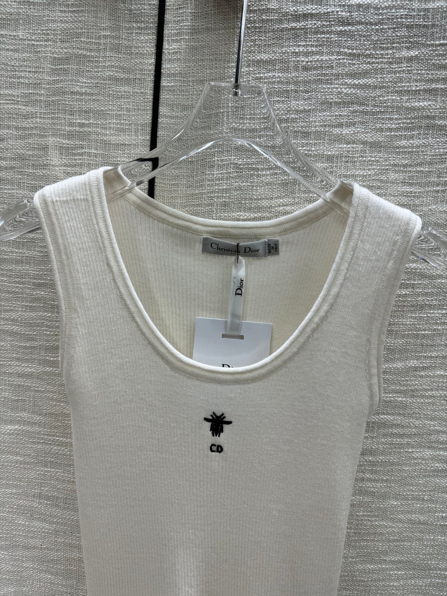 迪D家-2403 刺繡CD字母針織小背心 白色