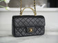 小香家-Chanel CF Mini 經典皮革穿繞雙c Logo 黑色