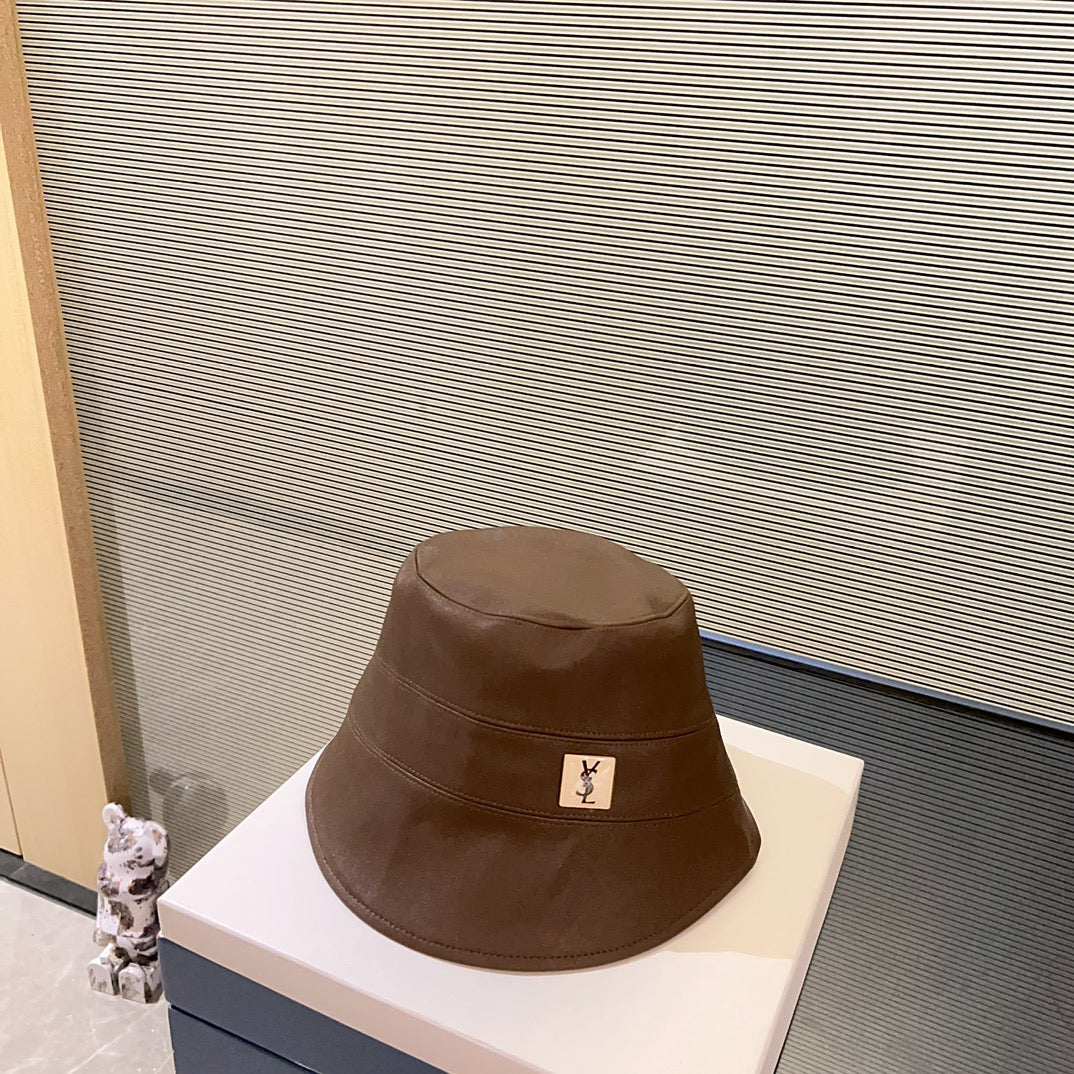 聖Y羅-2023新款皮質不規則漁夫帽 咖啡色