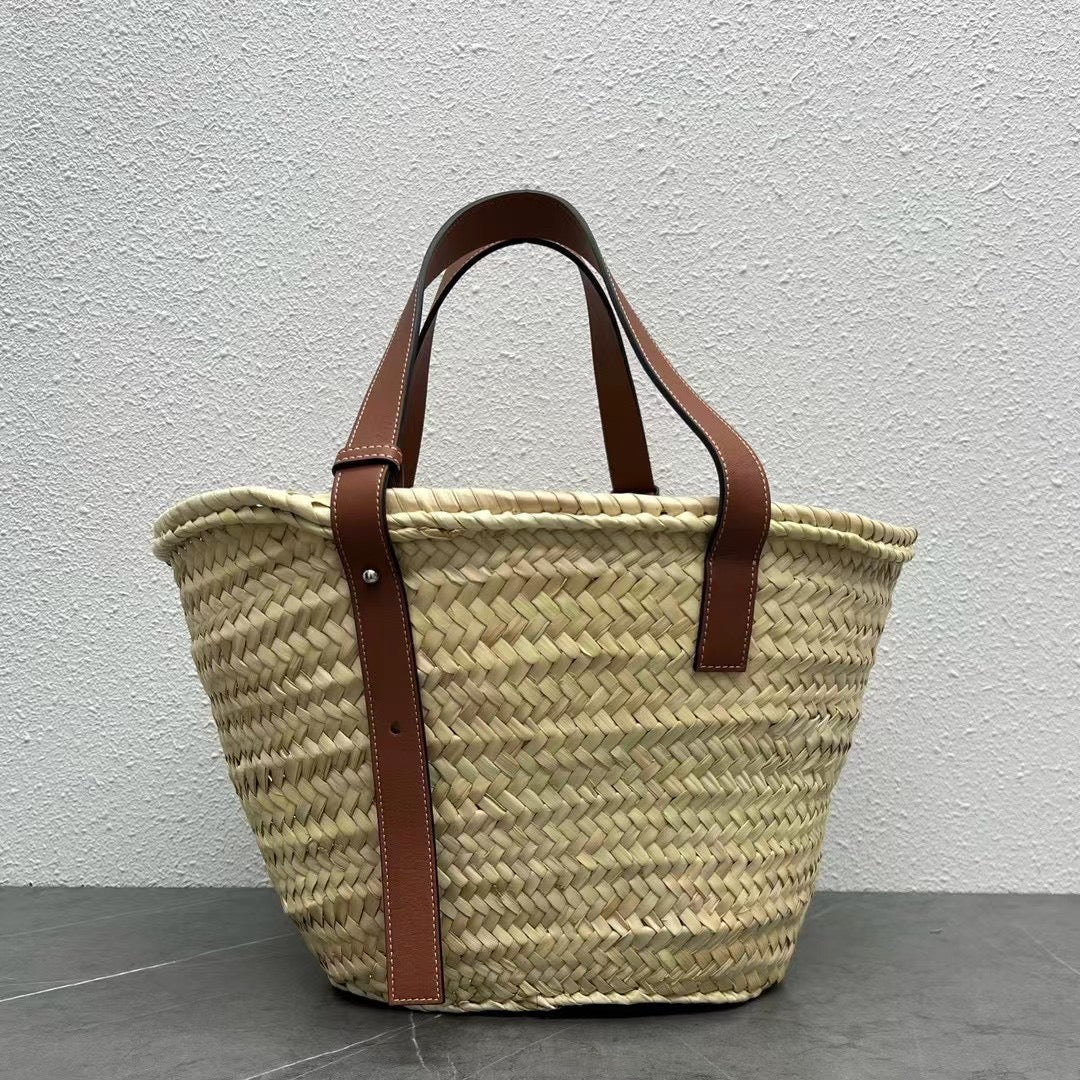 羅L威-草編包 40CM 大號 黑色