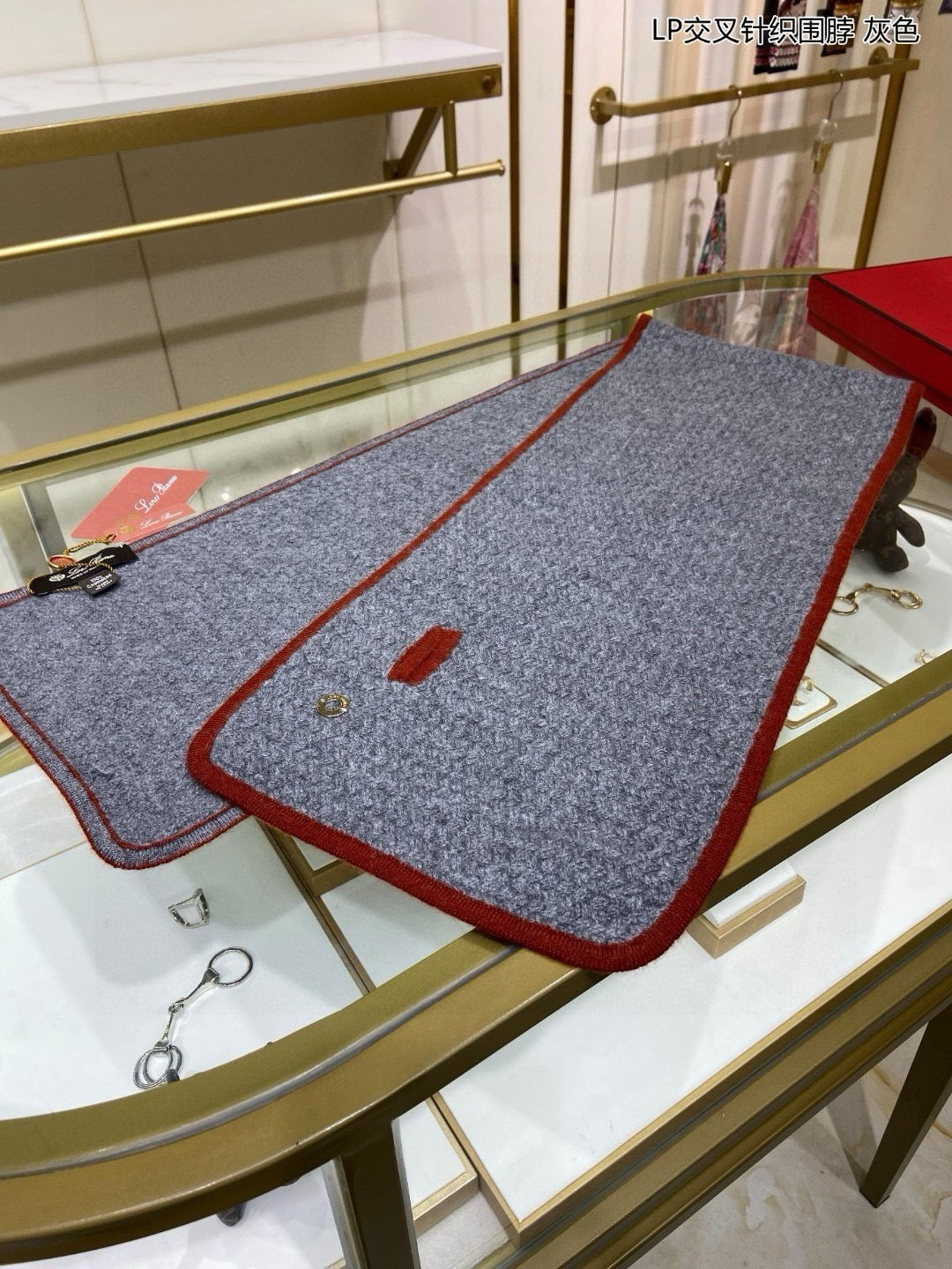 L-Piana 2024交叉針織圍巾 25*125 炭灰