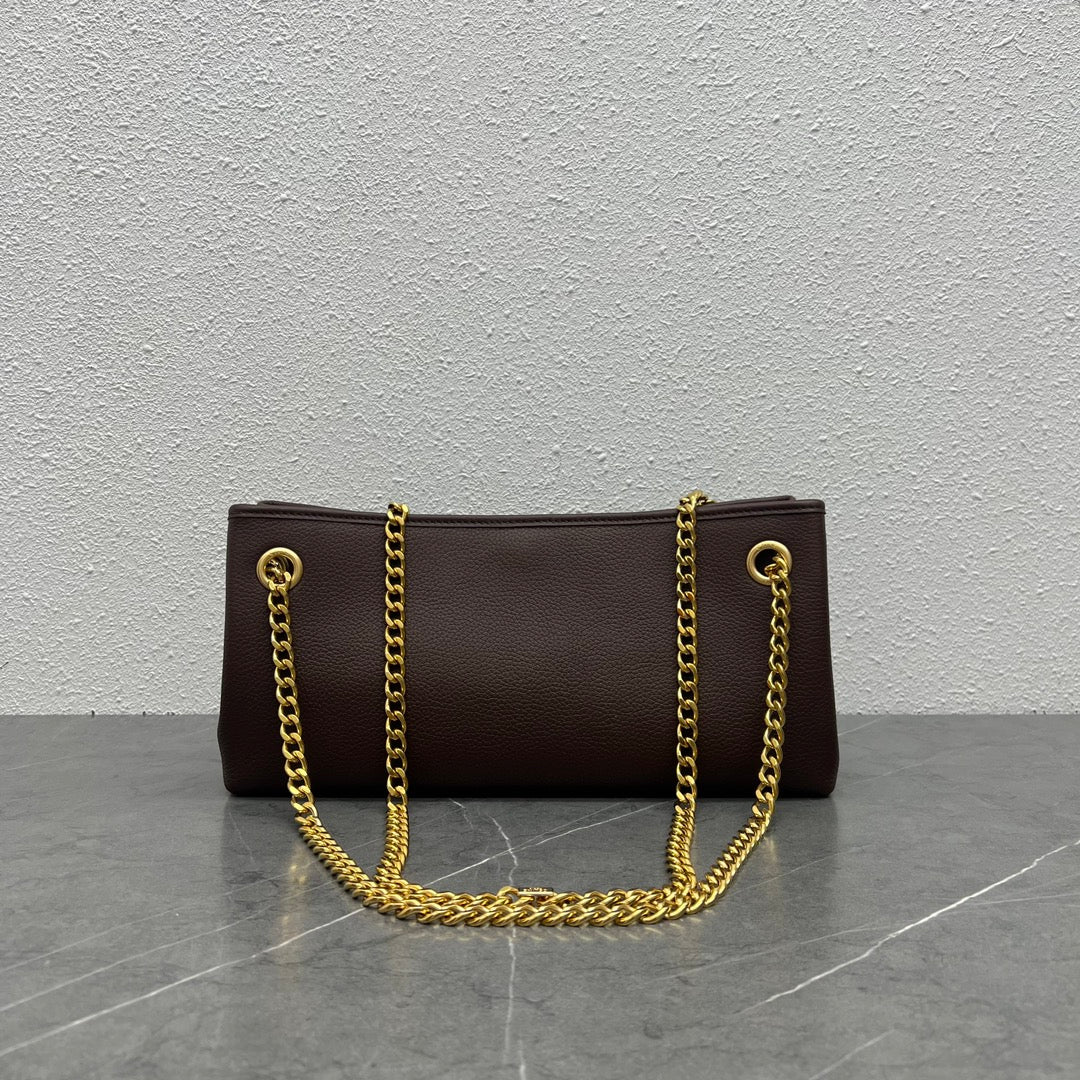 賽c家-新款 newspaper chain bag 雙鍊條腋下包 棕色