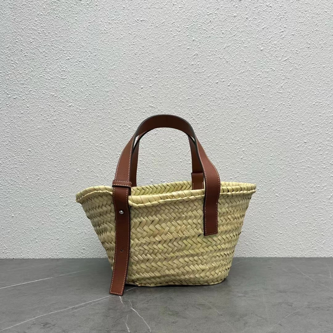 羅L威-草編包 33CM 小號 黑色