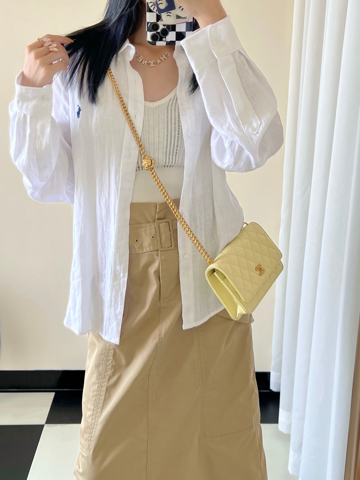 小香家-2023早春系列 山茶花調節扣woc 小羊皮 小雞黃 19CM
