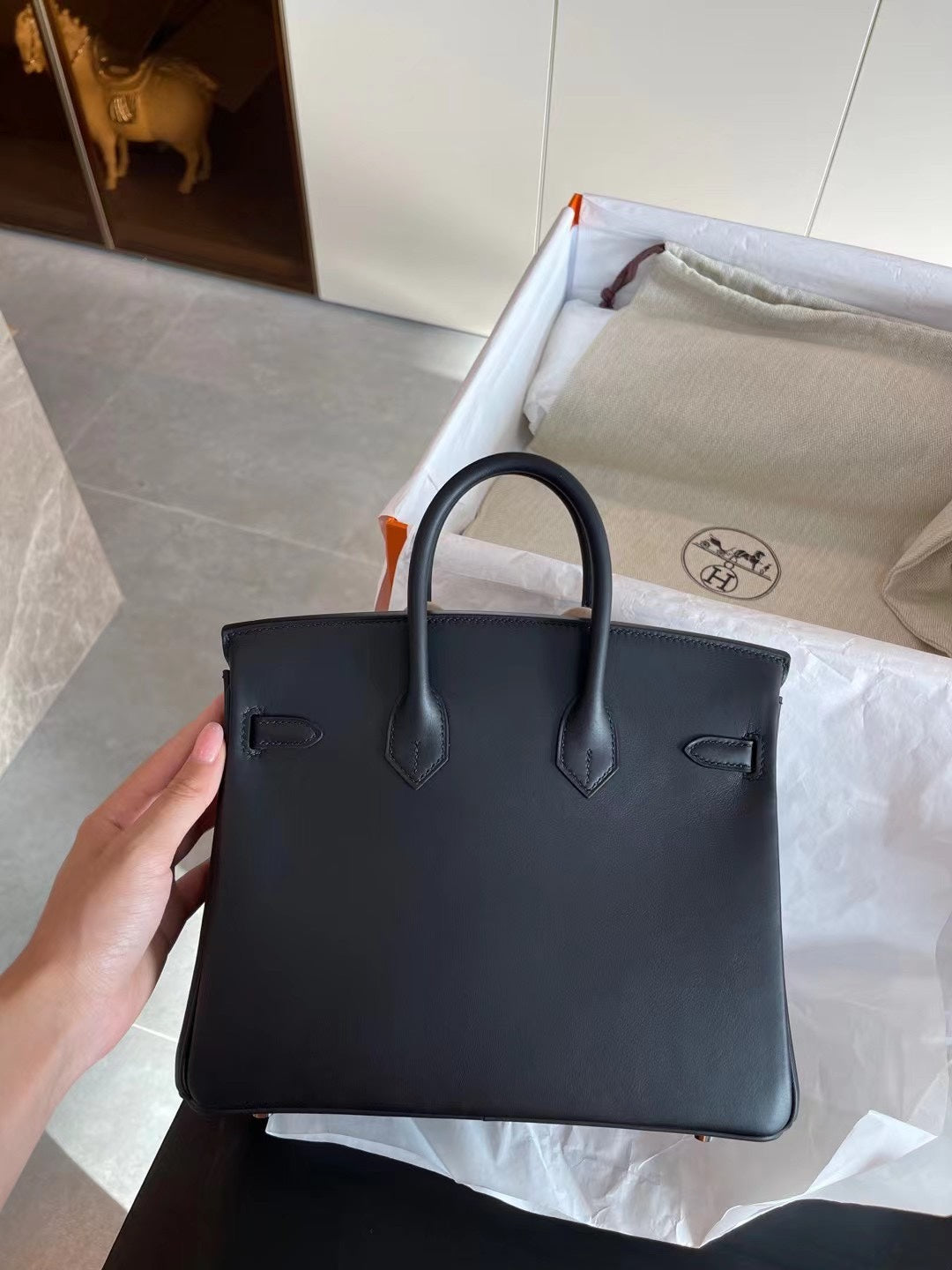 小愛款-Birkin 25 Jonathan 黑色 銀扣 U刻