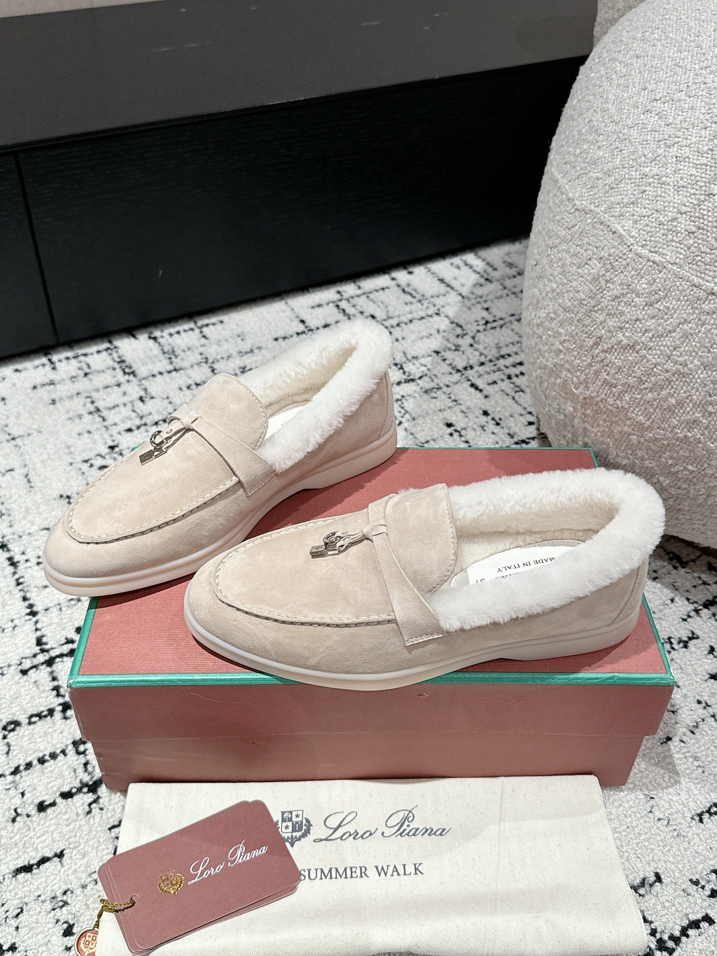 L-Piana-2024兔毛樂福鞋 奶茶色