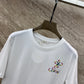 克羅C-2403 24SS春夏季新款字母花朵刺繡短袖TEE 白色
