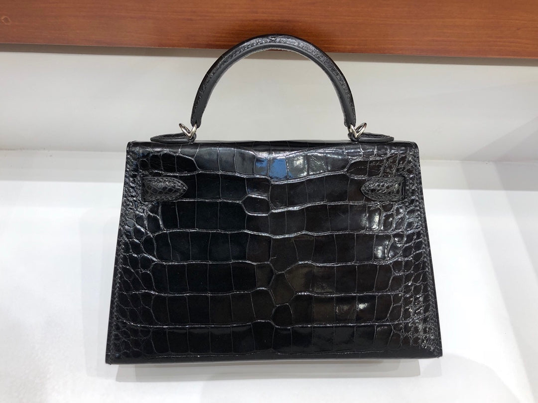 小愛款-Kelly mini 2代 美洲鱷魚 黑色 銀扣