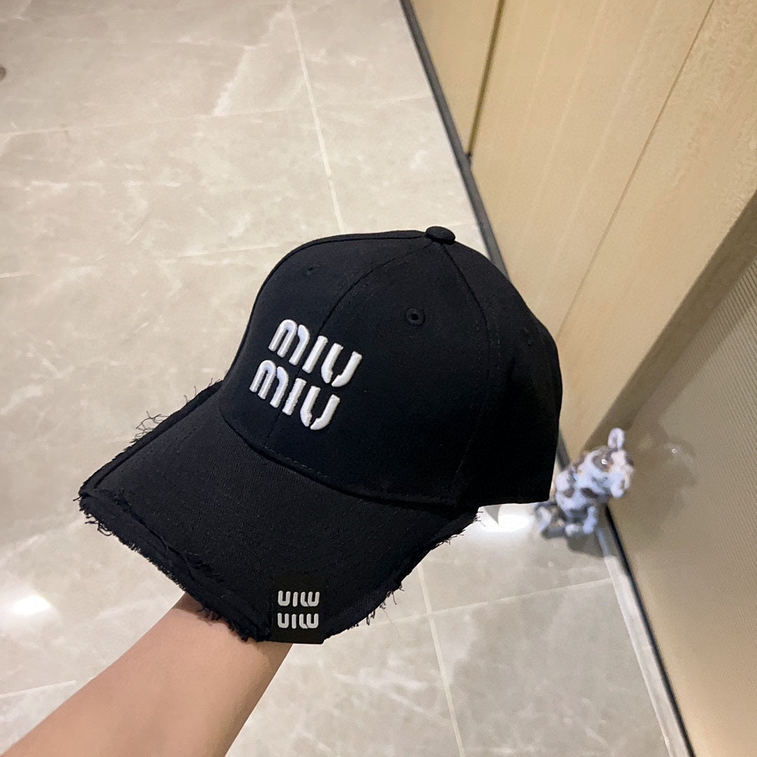 穆M家-2023新款刺繡刷破棒球帽 黑色