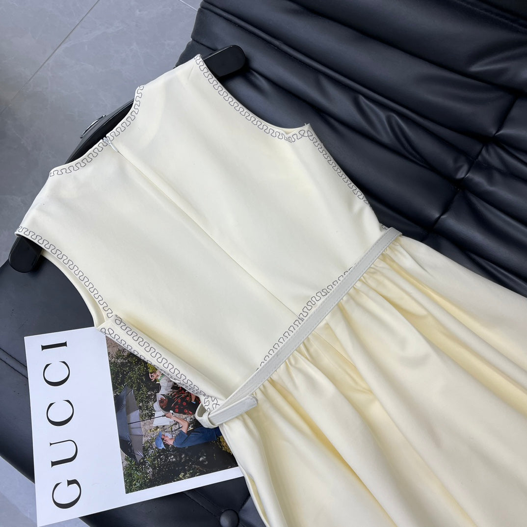 迪D家-2403 24新品上架腰帶刺繡無袖連身裙