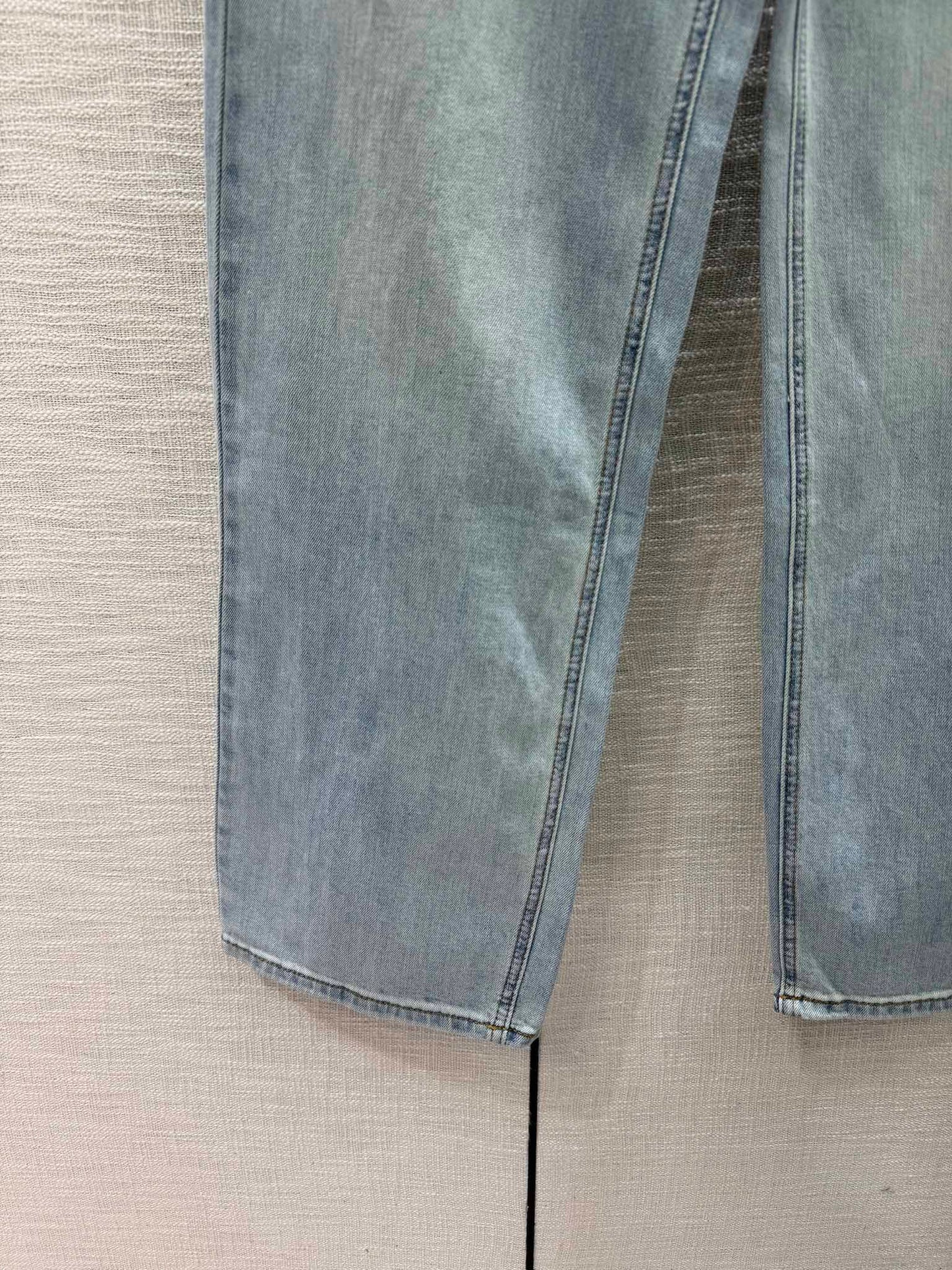 穆M家-2404 刺繡logo高腰直筒牛仔褲