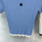 小香家-2404 春夏新品絕美小仙女紗線短版上衣 藍色