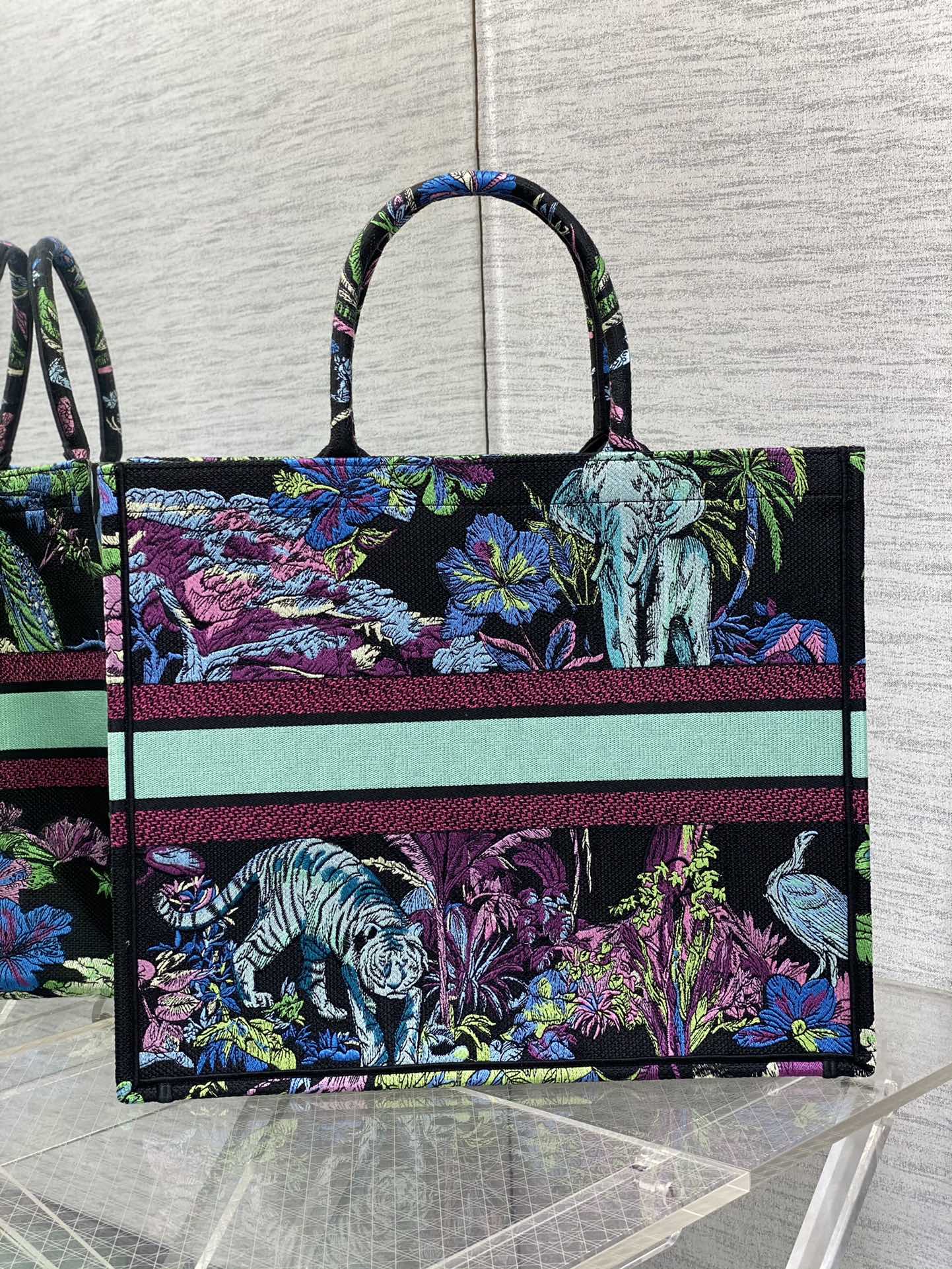迪D家-Book Tote 2023春夏系列 動物園藍綠色 大號