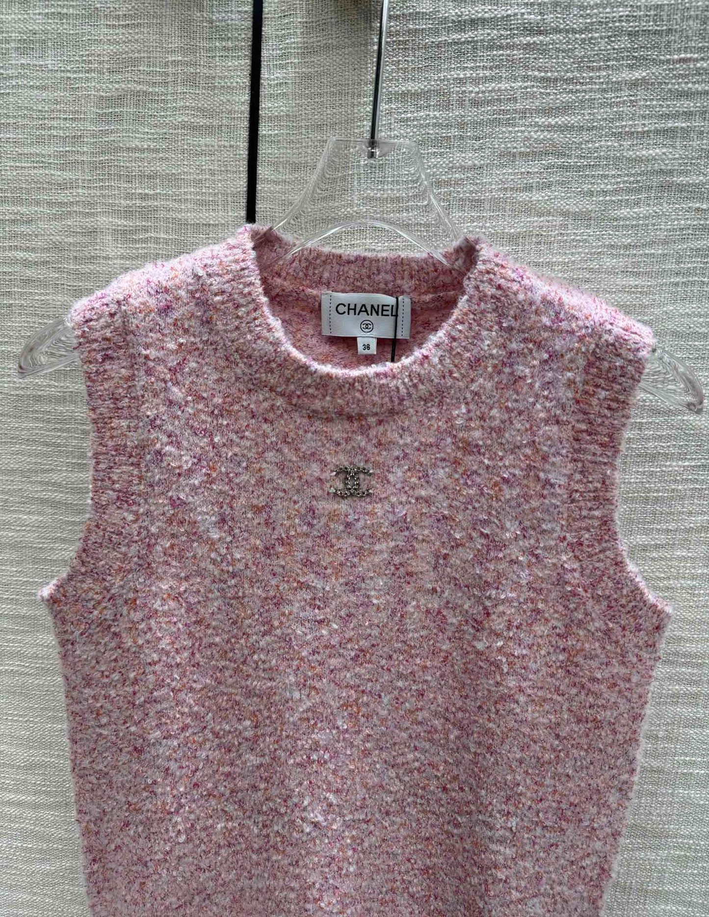 小香家-2403 馬卡龍色系針織背心 粉色