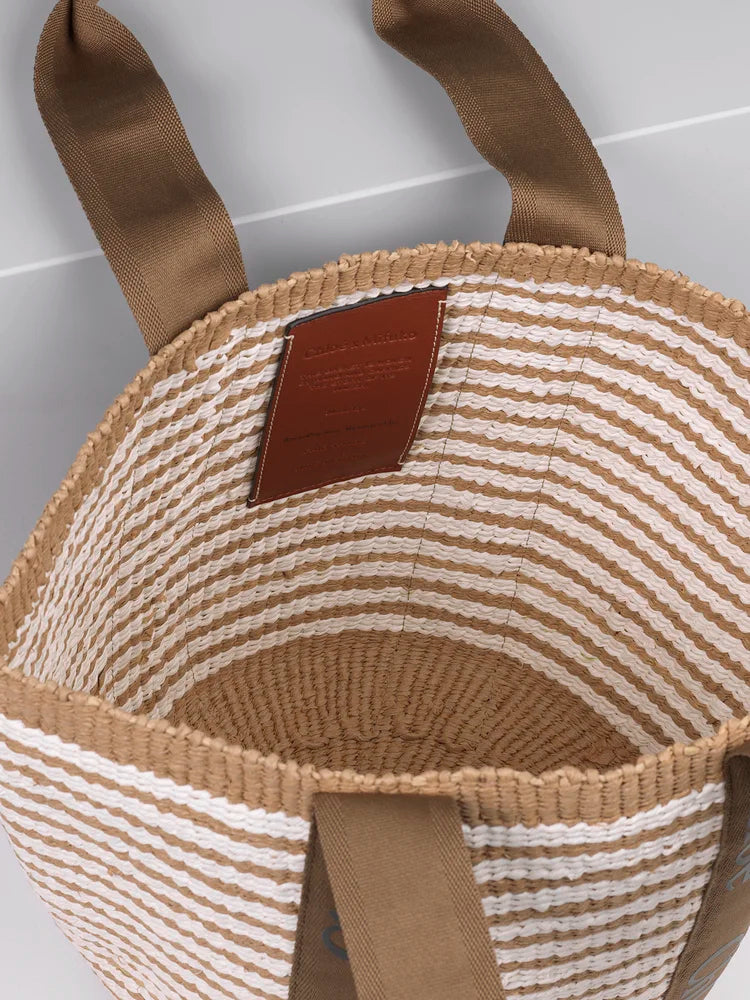 克羅C-Large Woody Basket 條紋咖啡色 大號