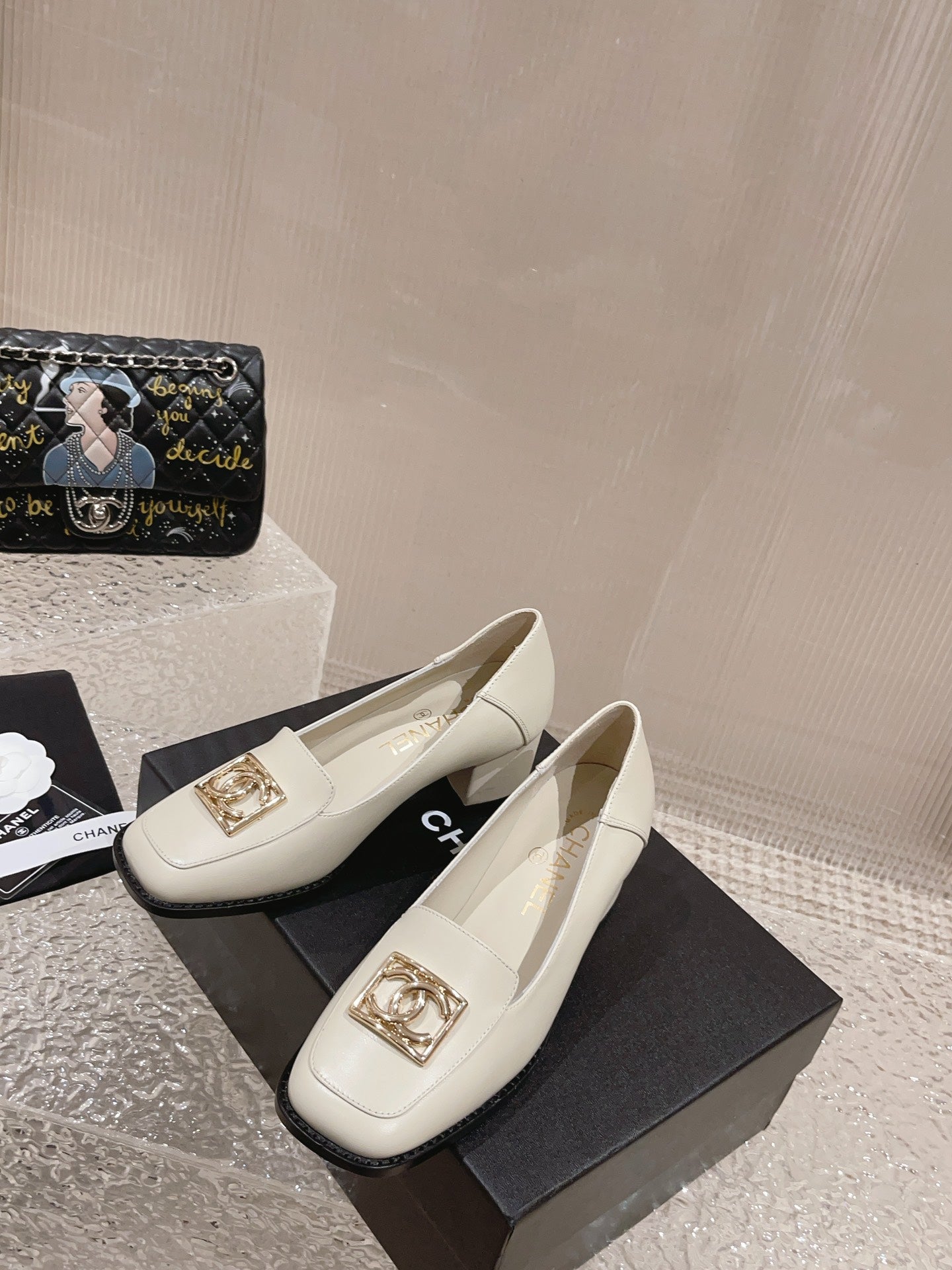 小香家-2023新款 羊皮粗跟單鞋 6CM 白色
