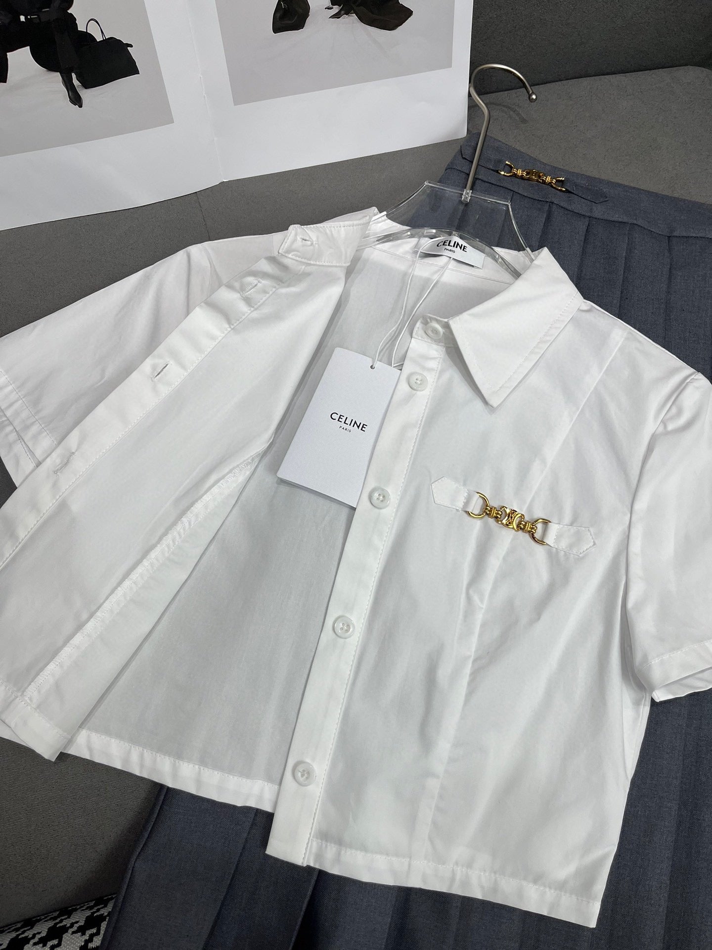 賽C家-2403 24SS夏季新款短襯衫長裙套裝 灰色