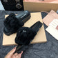 穆M家-2023秋冬新款 蓬鬆柔軟羊毛拖鞋 黑色