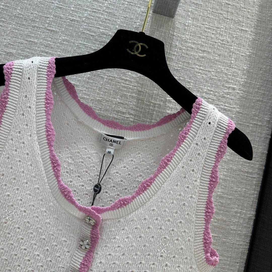 小香風-2403 24新品粉邊針織小背心