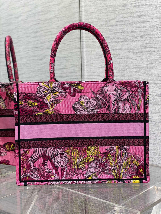 迪D家-Book Tote 2023春夏系列 動物園桃紅色 中號
