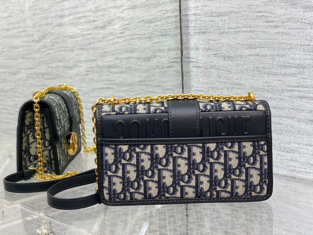 迪D家-30Montaigne 手袋 老花藍色 21CM