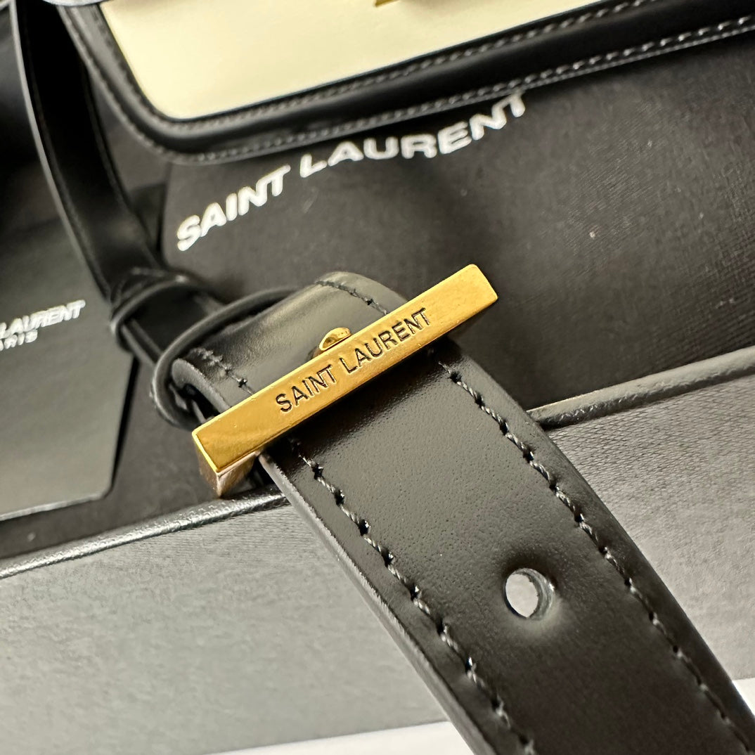 聖Y羅-BOX SAINT LAURENT 豆腐包 小號 黑拼白色