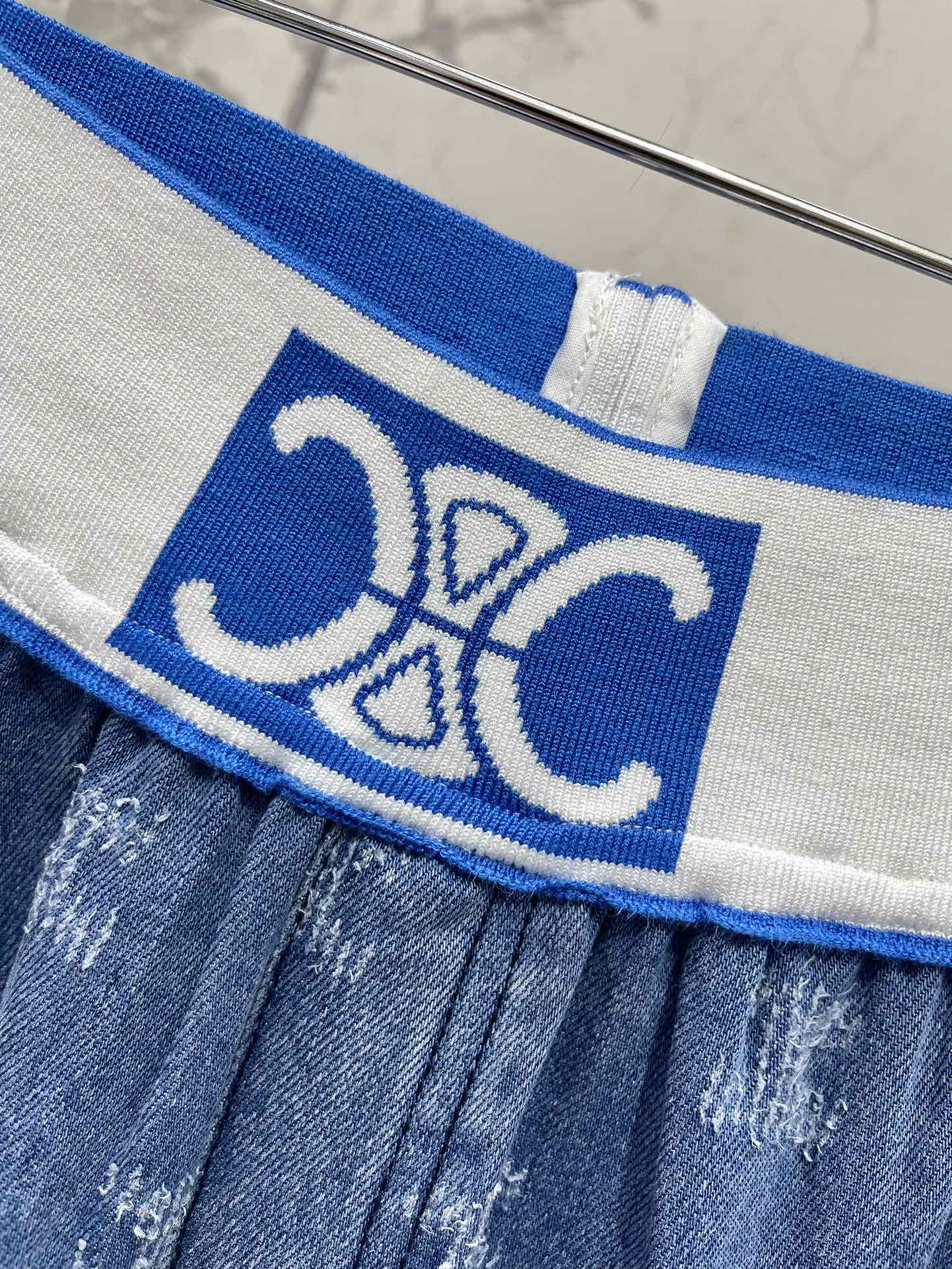 賽C家-2403 24春夏新款春夏天絲寬褲 藍色