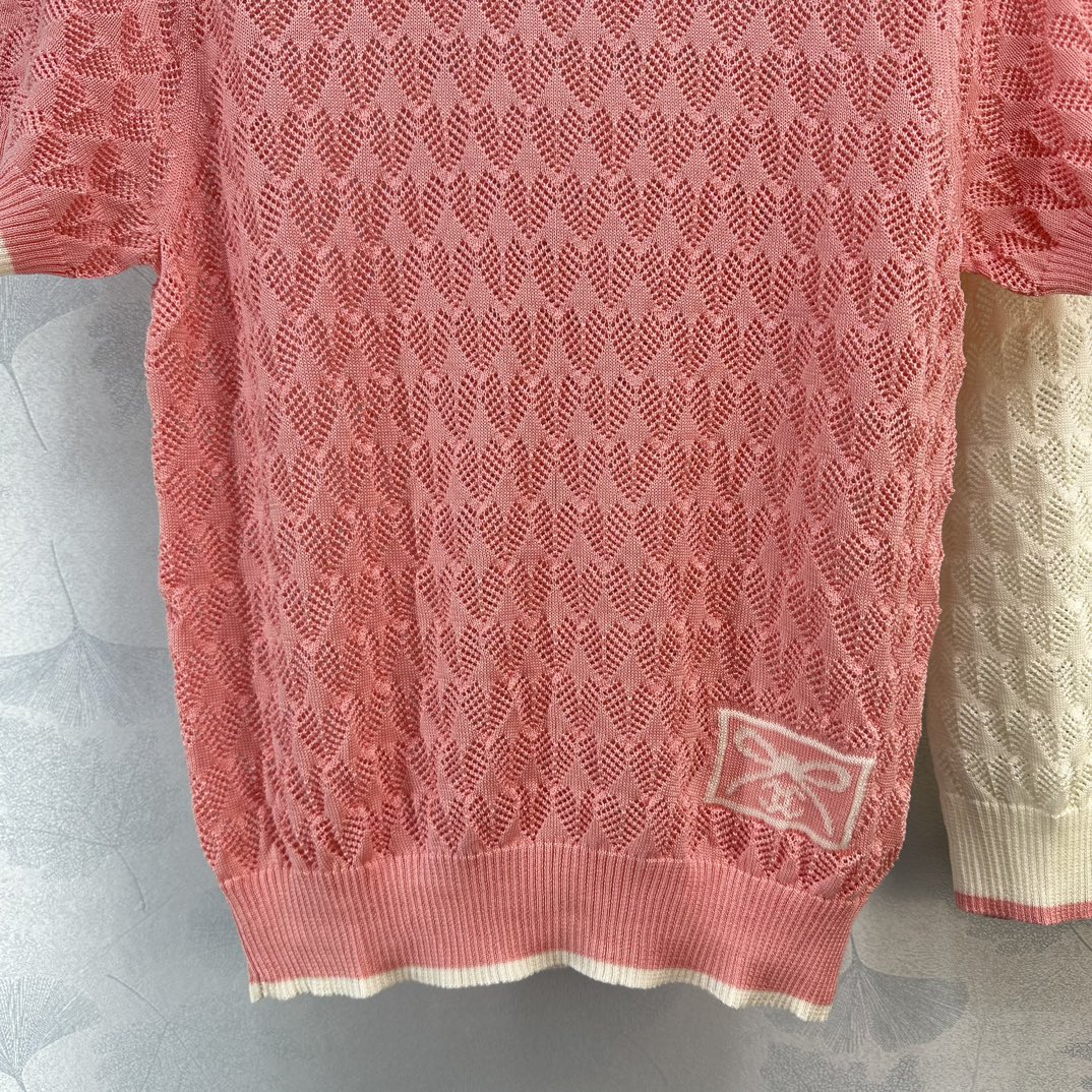 小香家-2404 24夏季新款 logo刺繡短袖圓領針織衫上衣