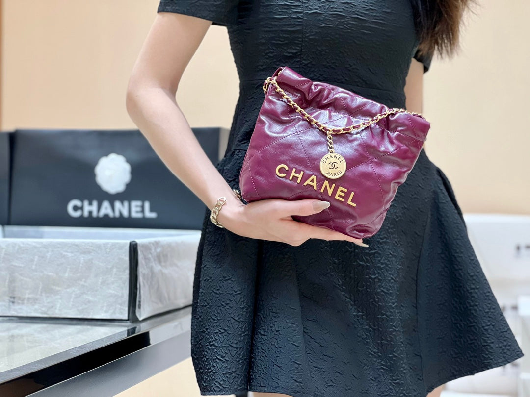 小香家-春夏系列 Chanel 22號手袋小號 紫紅色