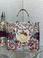 迪D家-2024春夏系列 Book Tote 太陽刺繡 白紫色 大號