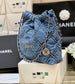 小香家-春夏新款 Chanel 22號手袋 菱格紋縫線牛仔布