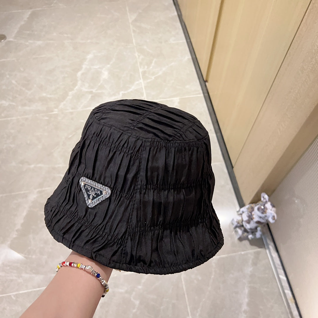 普P家-2023秋季新款 皺褶漁夫帽 黑色