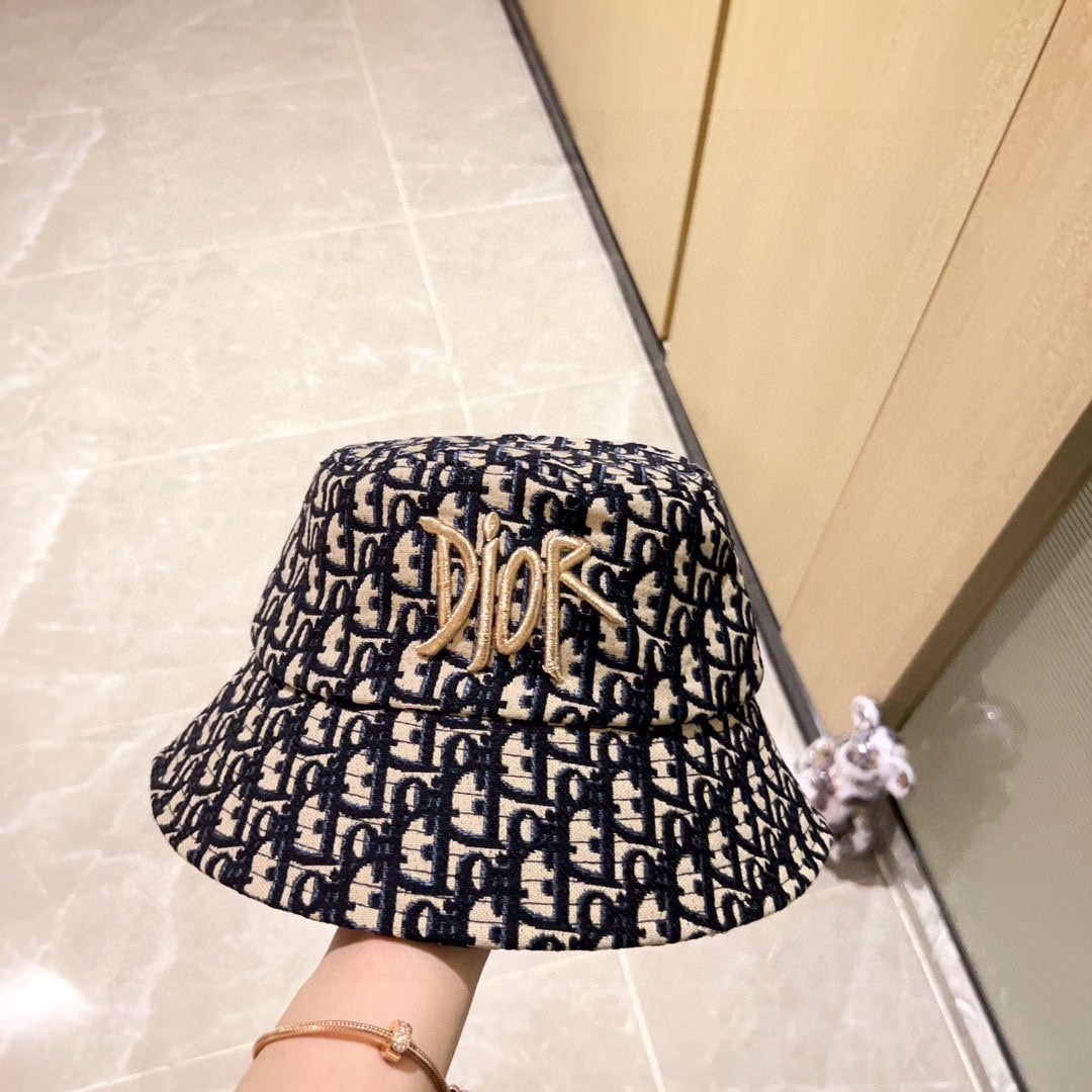 迪D家-2023春夏新款 刺繡漁夫帽 黑白色
