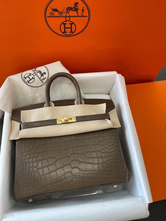 小愛款-Birkin 25 M1牛芷草灰色 金扣