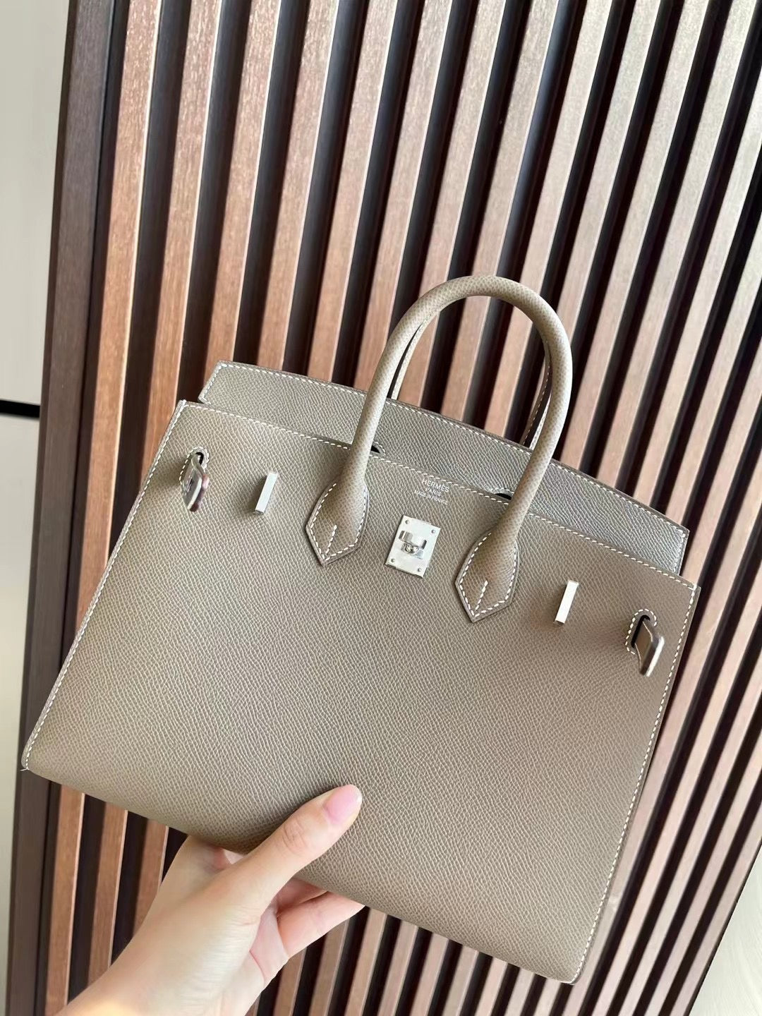 小愛款-Birkin 25 大象灰 外縫 Epsom Z刻 銀扣