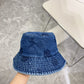 小香家-個性刺繡牛仔漁夫帽 藍色