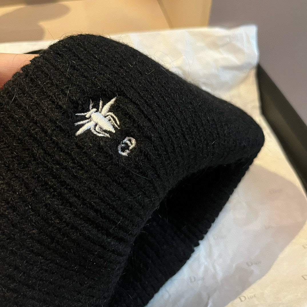 迪D家-刺繡針織帽 黑