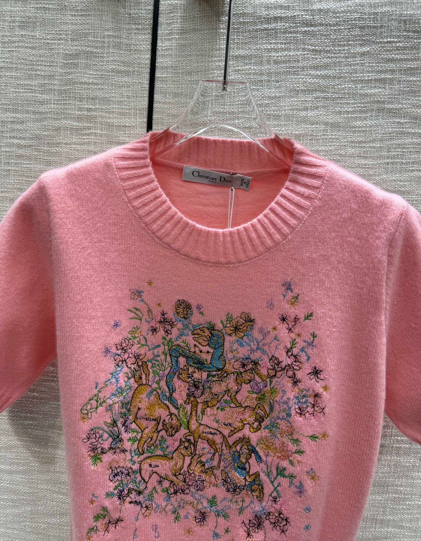 迪D家-2403 24早春最新系列重工刺繡針織短袖 粉色