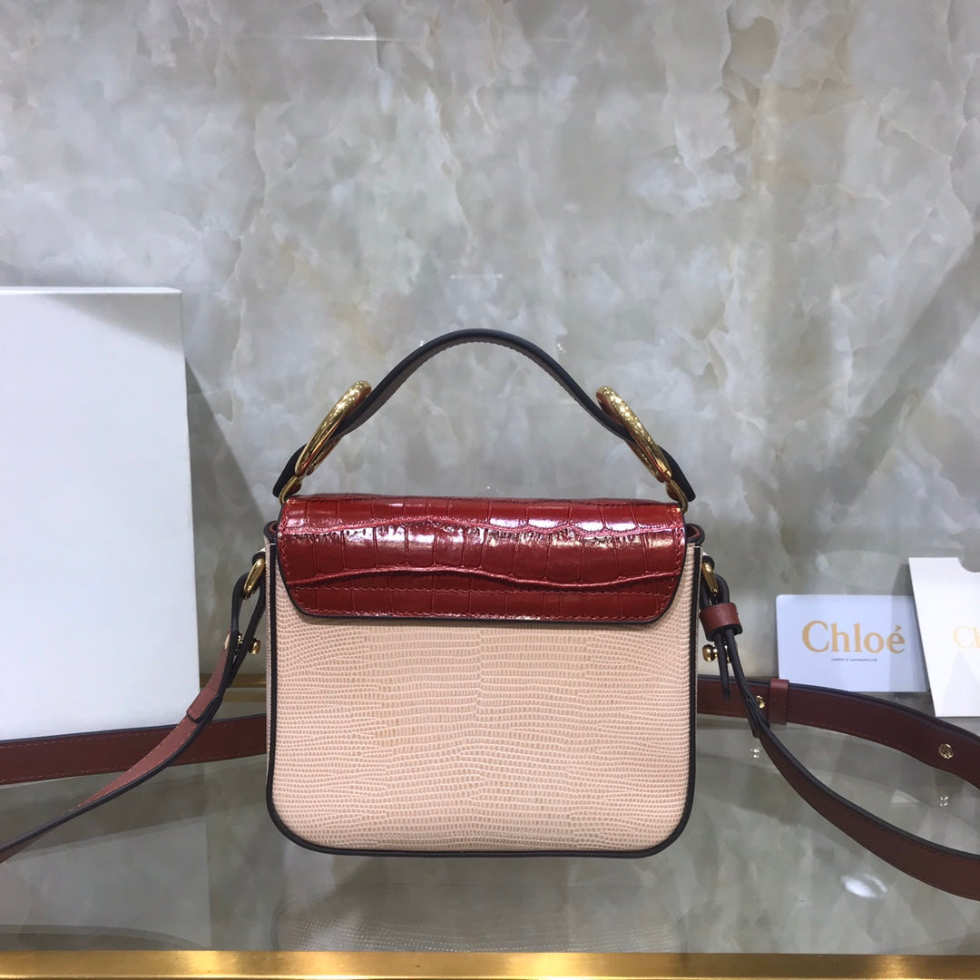 克羅C-C Bag 鱷魚壓紋 紅粉色