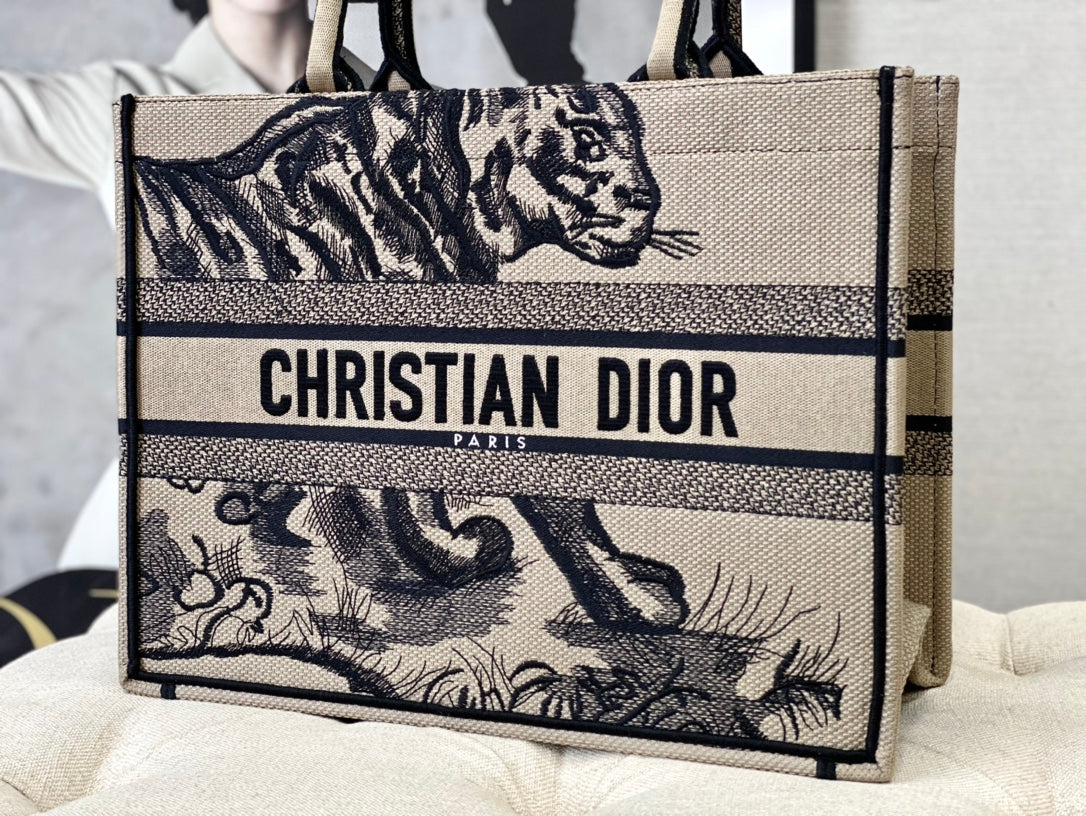 迪D家-BookTote 刺繡手袋 棕老虎 37x30x16cm