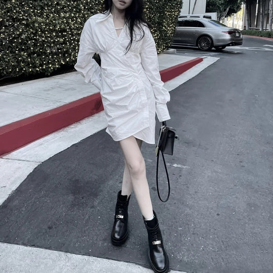 小愛款-2023秋冬新款 綁帶中性短靴 黑色