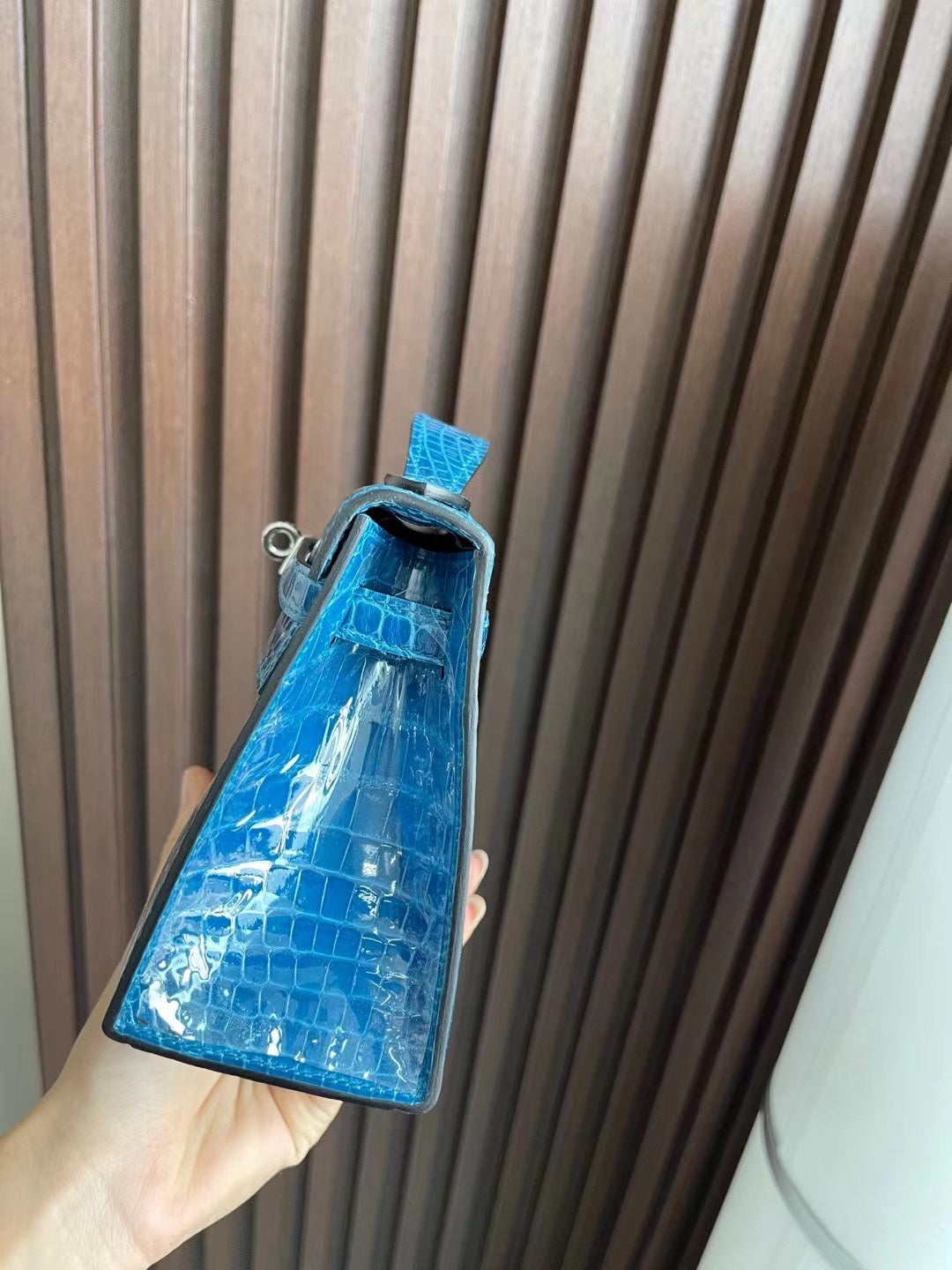 小愛款-Kelly Mini 1代 鱷魚 7W伊茲密爾藍 銀扣