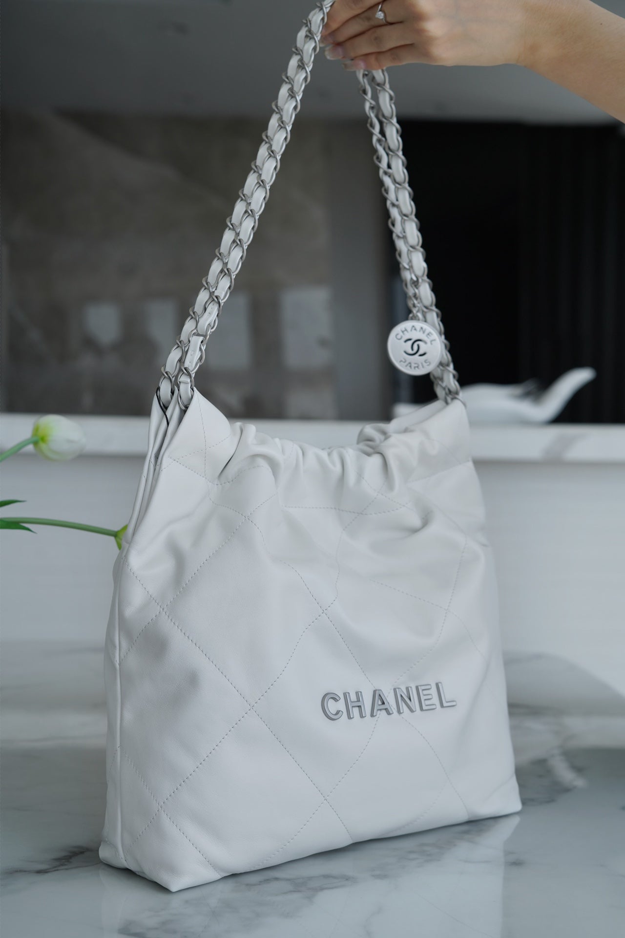 小香家-Chanel 22號手袋 白銀色小號