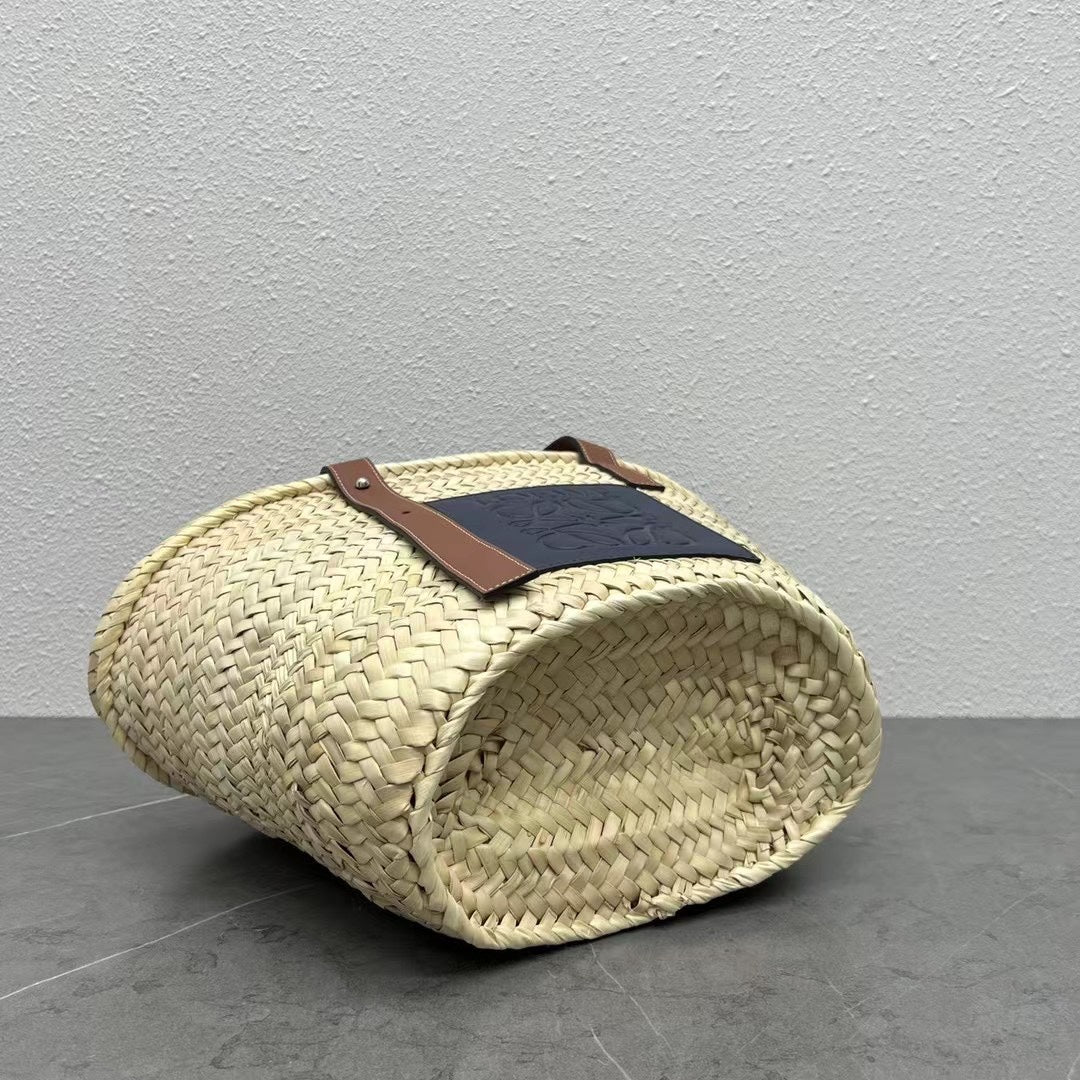 羅L威-草編包 40CM 大號 黑色
