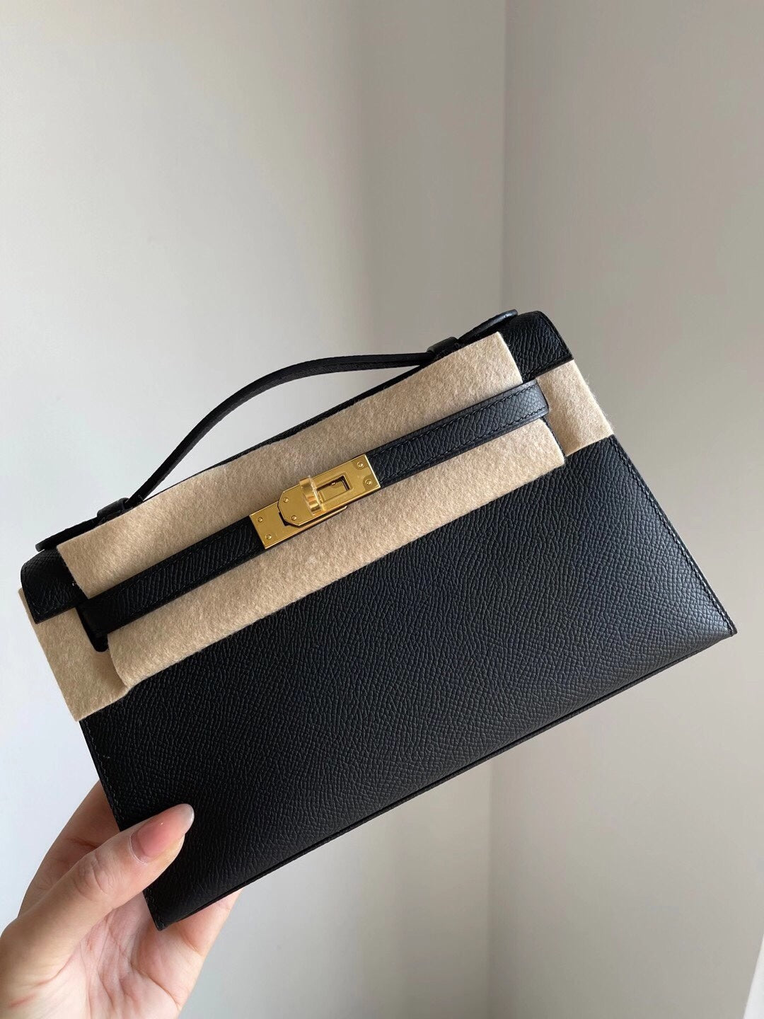 小愛款-Mini Kelly 1代 22cm Epsom 黑色 金扣
