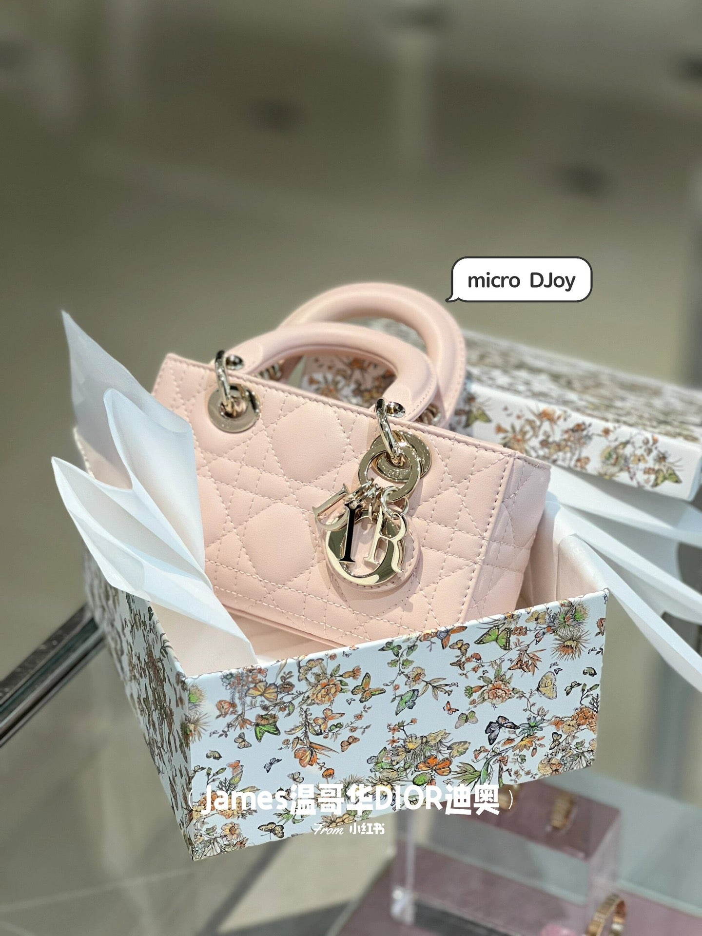 熱銷款 迪D家-LADY D-joy 手袋 菱格羊皮革 甜蜜粉 Mini