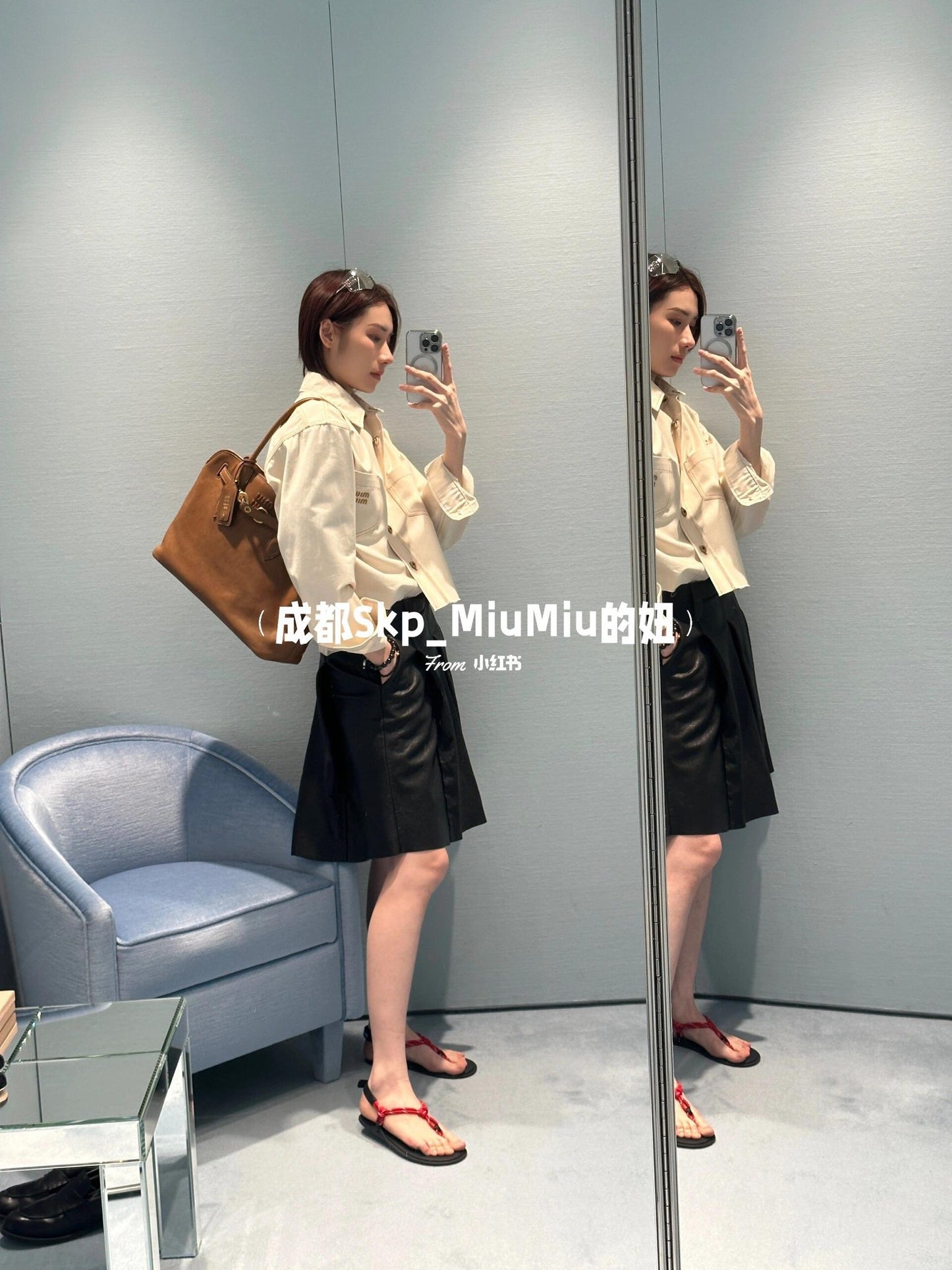 穆M家-2404  24春夏新款奶油白色單排扣短版牛仔外套