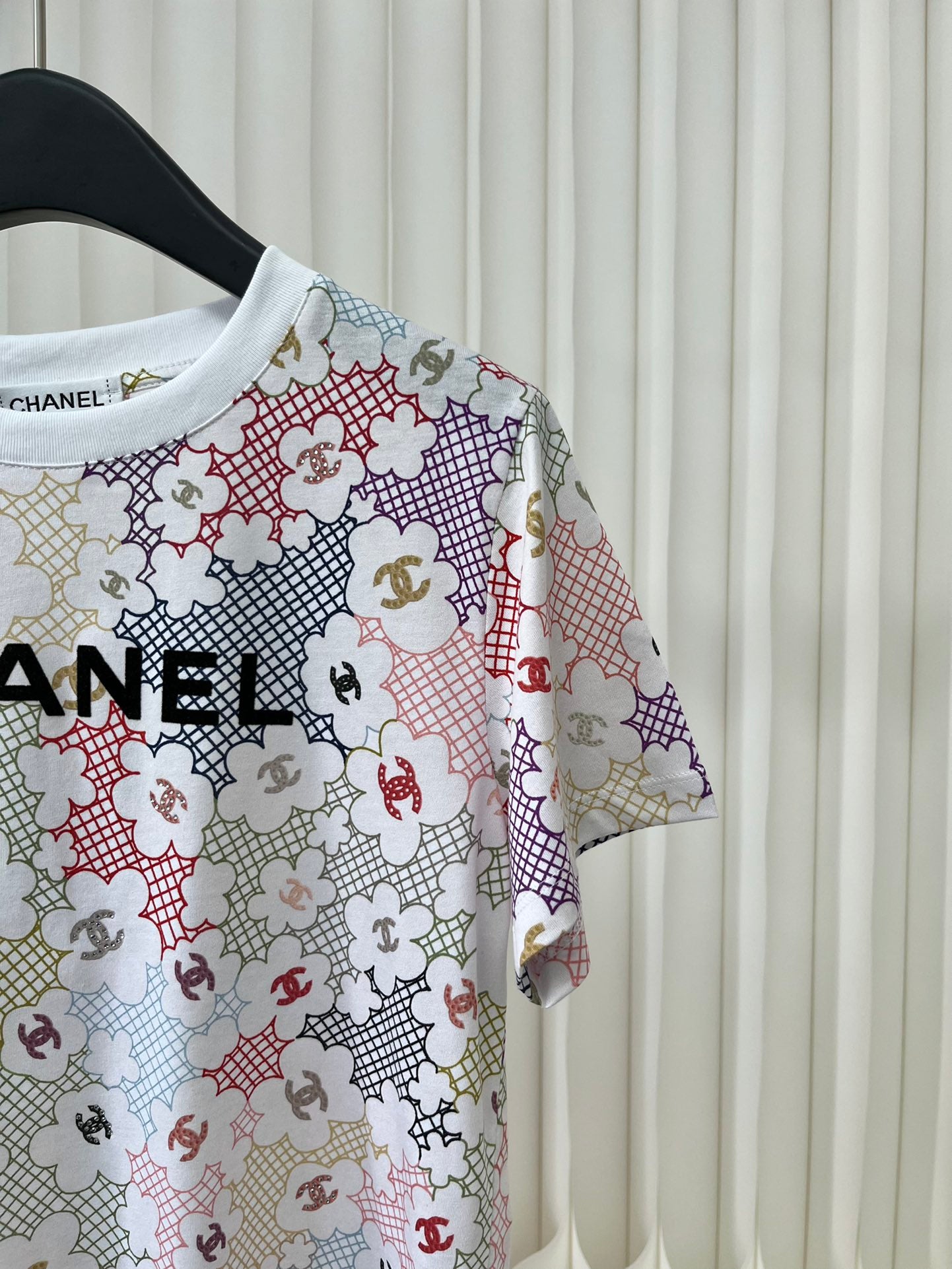 小香風-2403 網格印花訂製絲光全棉TEE