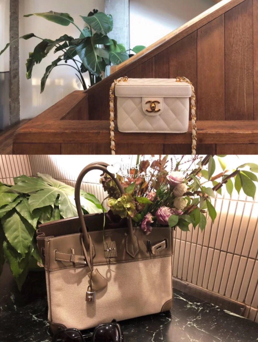 小愛款-Birkin 30 小牛皮拼帆布 大象灰